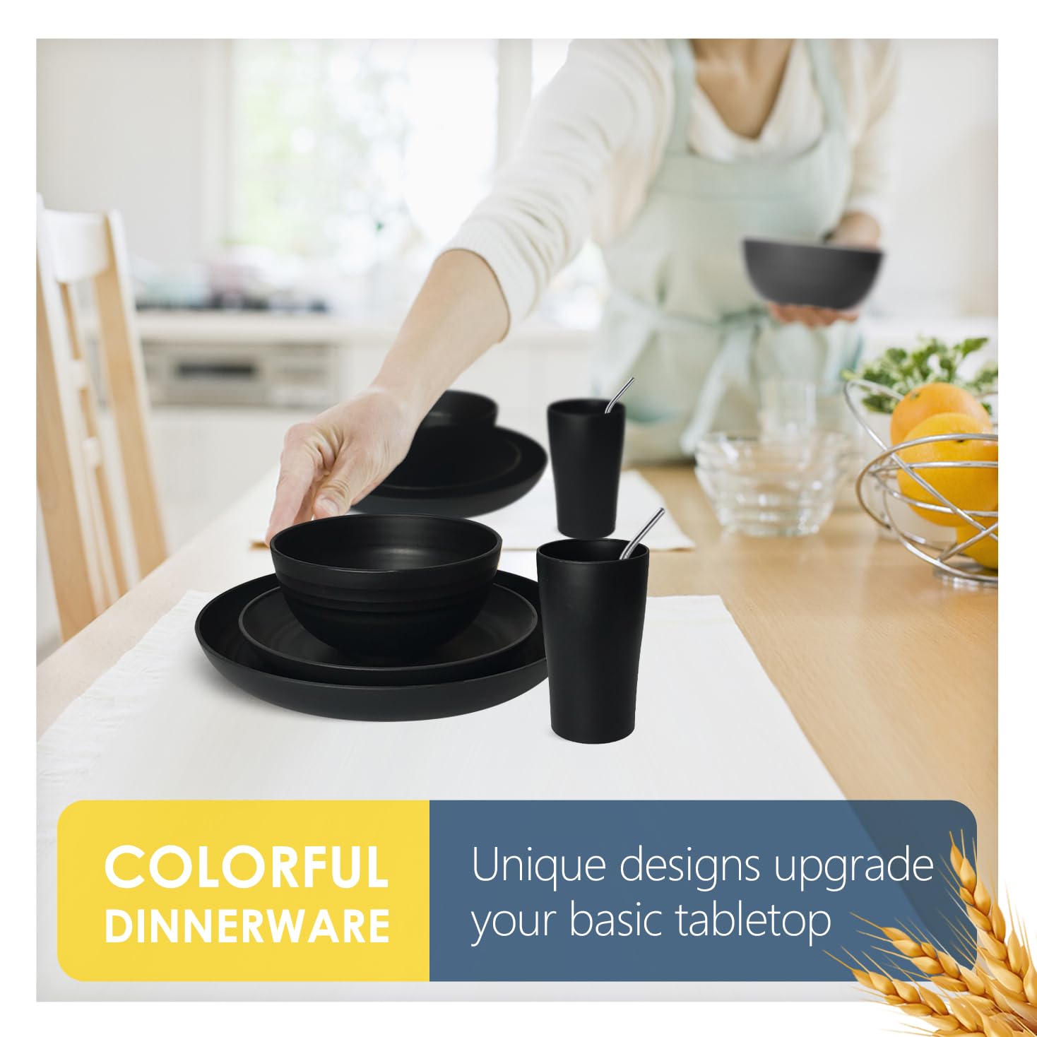 Teivio flatware and reusable straws detail highlighting included utensils