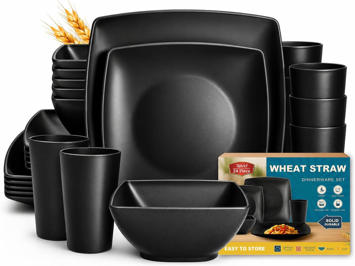 Teivio front view of full 24-piece set showing organized pieces and easy setup