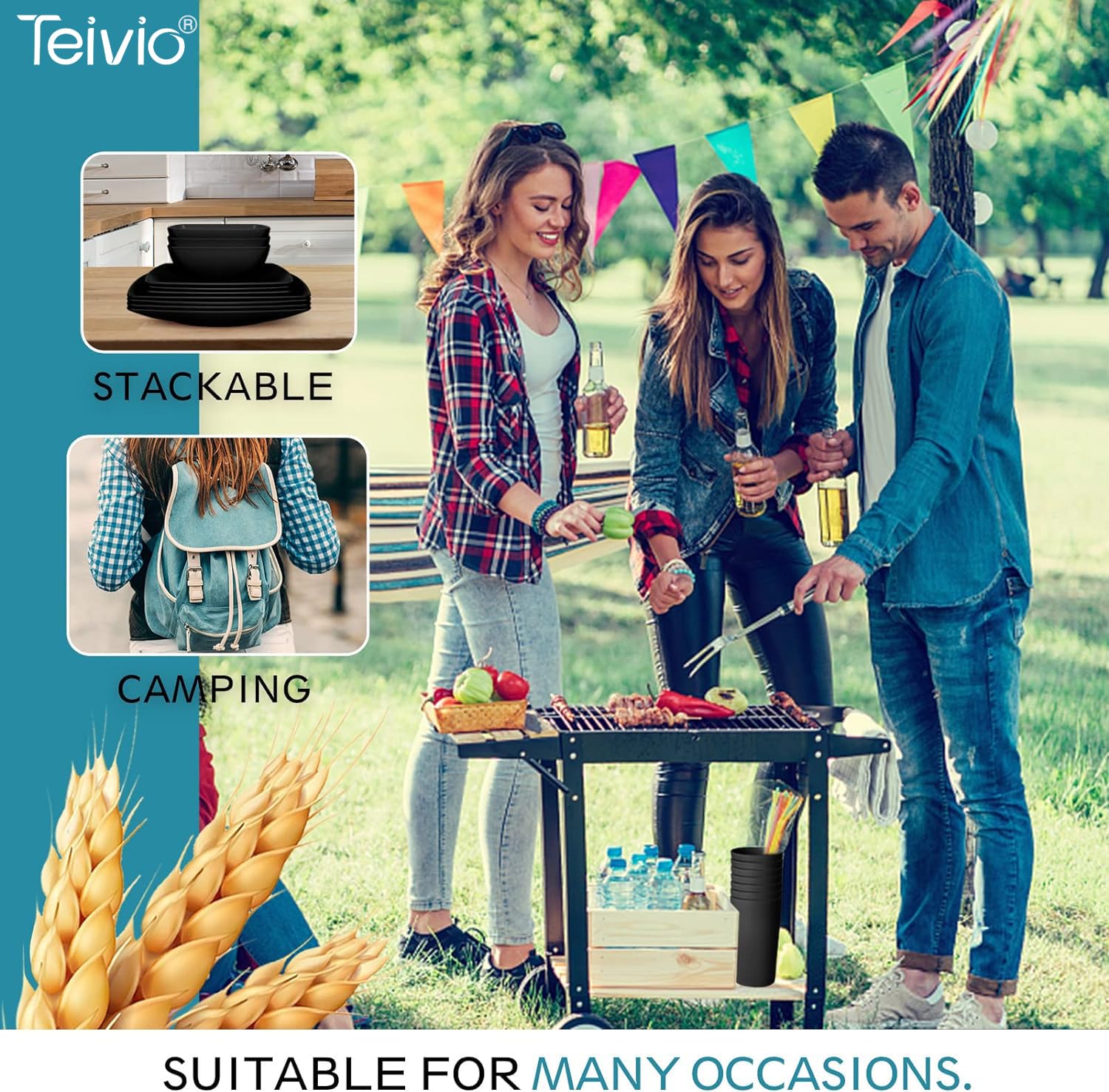 Teivio care label close-up showing material details and dishwasher safety