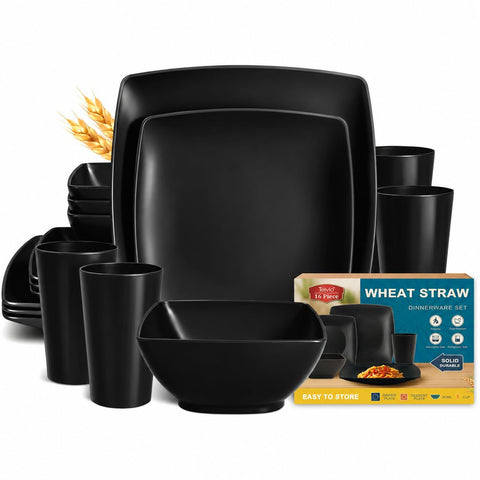 Teivio full set front view showing plates bowls tumblers, convenient all-in-one solution