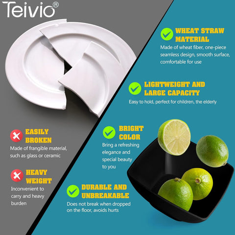 Teivio stacked salad plates demonstrating space-saving stackability for storage