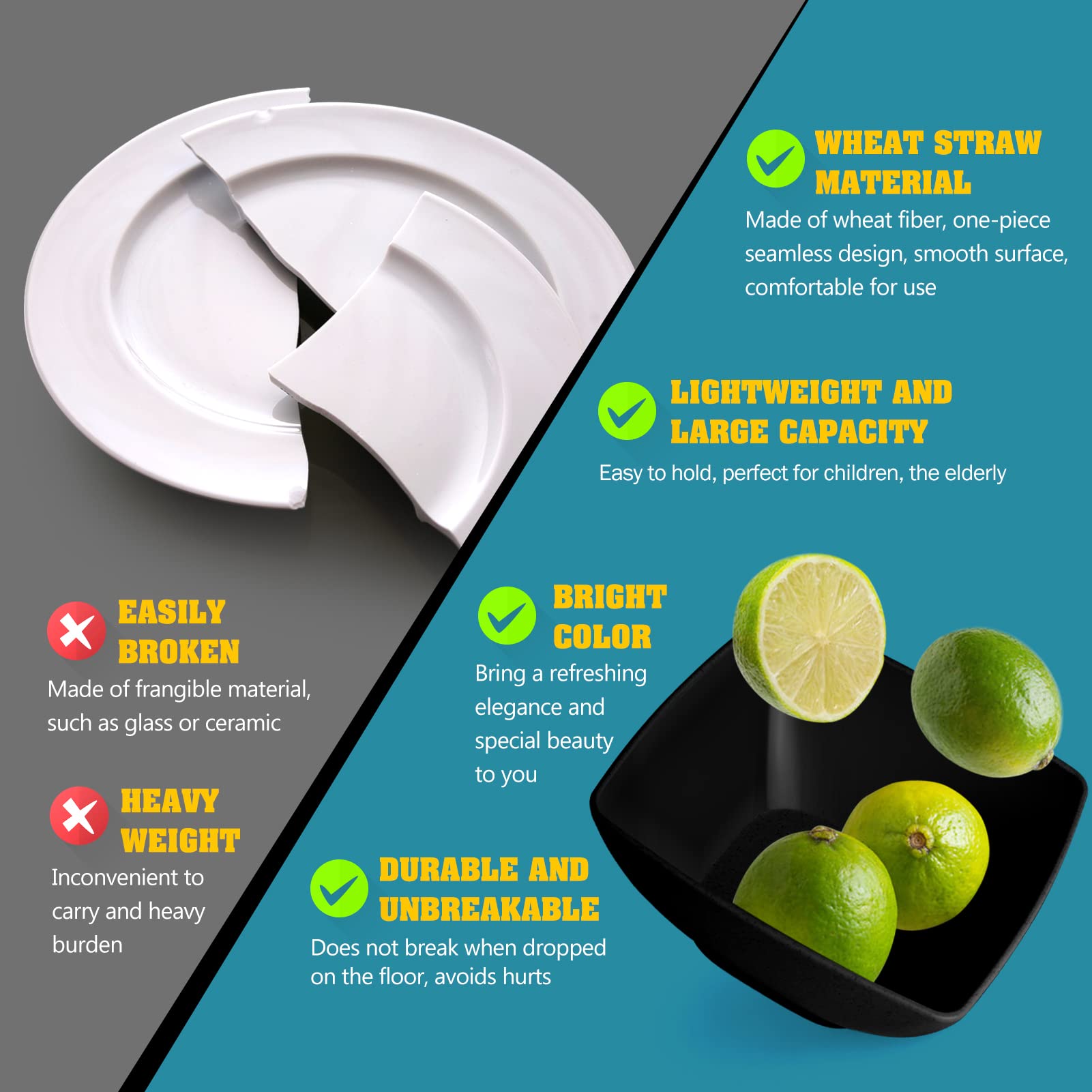 Teivio stacked plates showing space-saving storage and neat countertop benefit