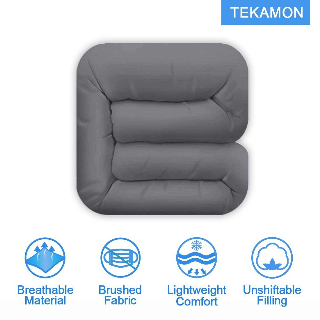 TEKAMON comforter on a made bed in a styled bedroom showing versatile grey tone