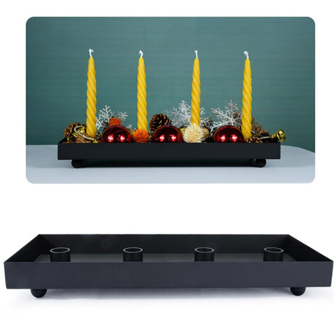 TELOSMA front view of matte black iron advent tray shows sleek centerpiece benefits