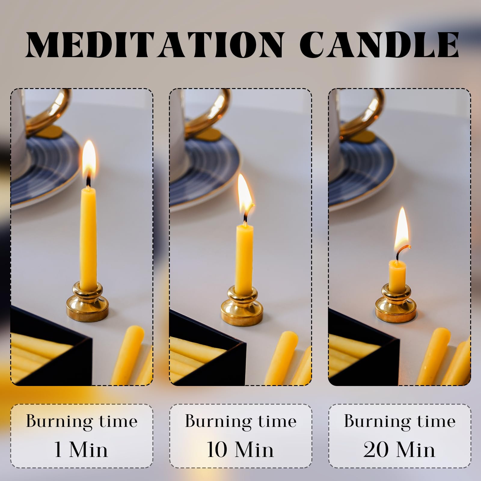 TELOSMA lit candles creating warm ambient glow, calming atmosphere benefit