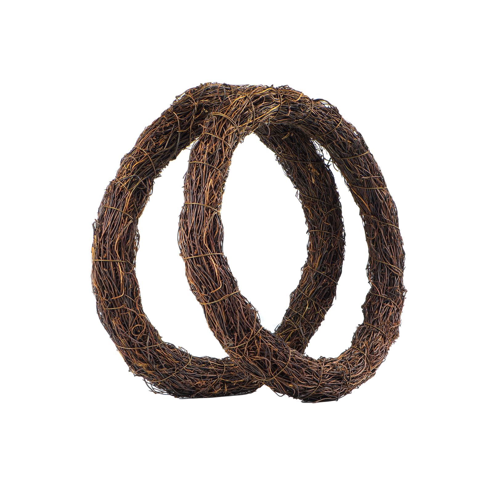 Temfmy front view of two 14-inch grapevine wreaths showing rustic appeal and easy customization