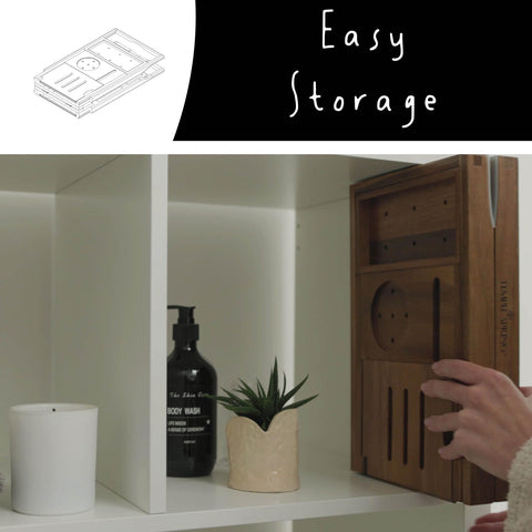 Temple Spring folded flat for compact storage and easy tuck-away