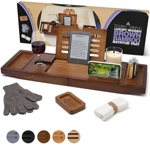 Temple Spring front view of tray showing full layout and wine holder benefit