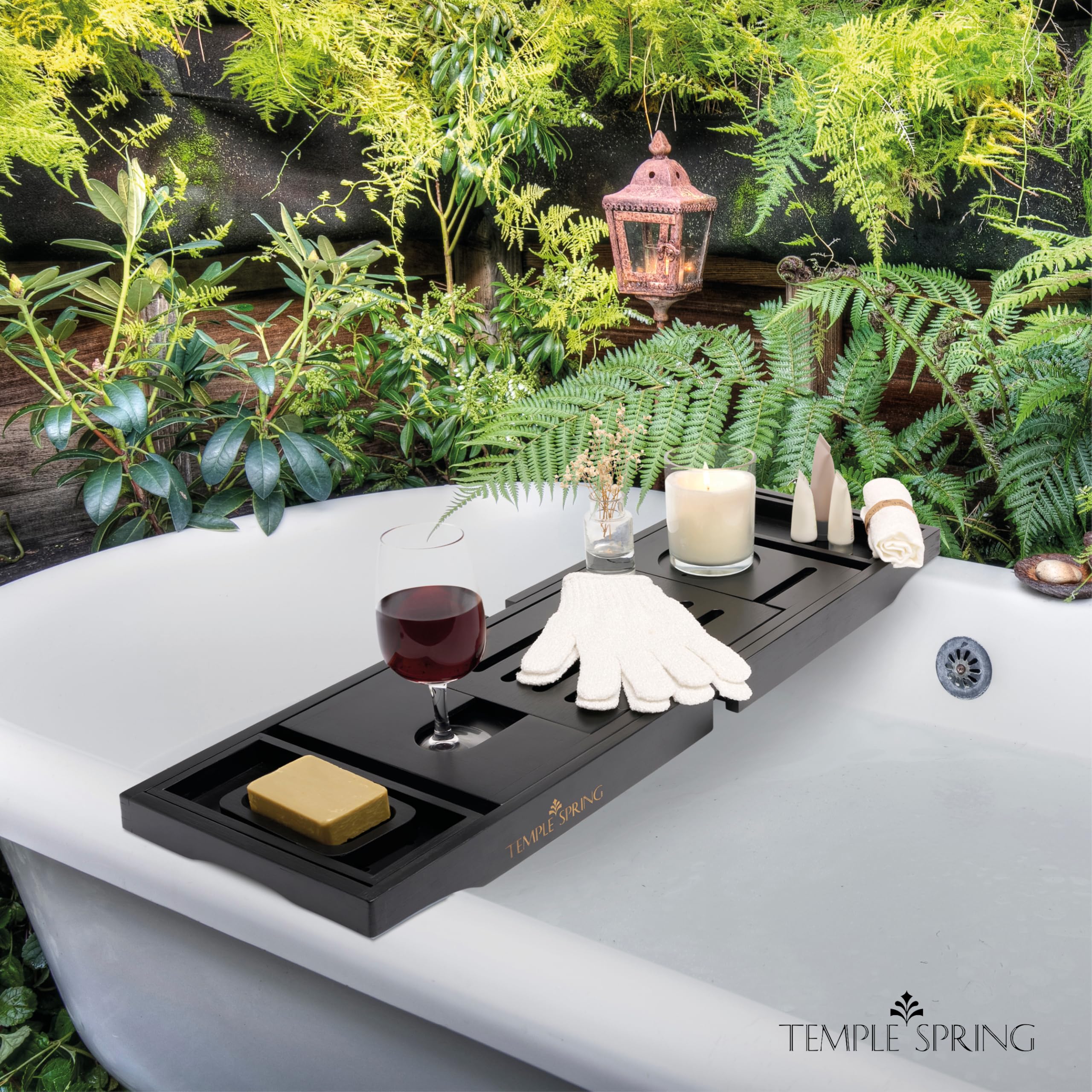 Temple Spring silicone non-slip pads gripping wet tub rim to prevent sliding and scratches