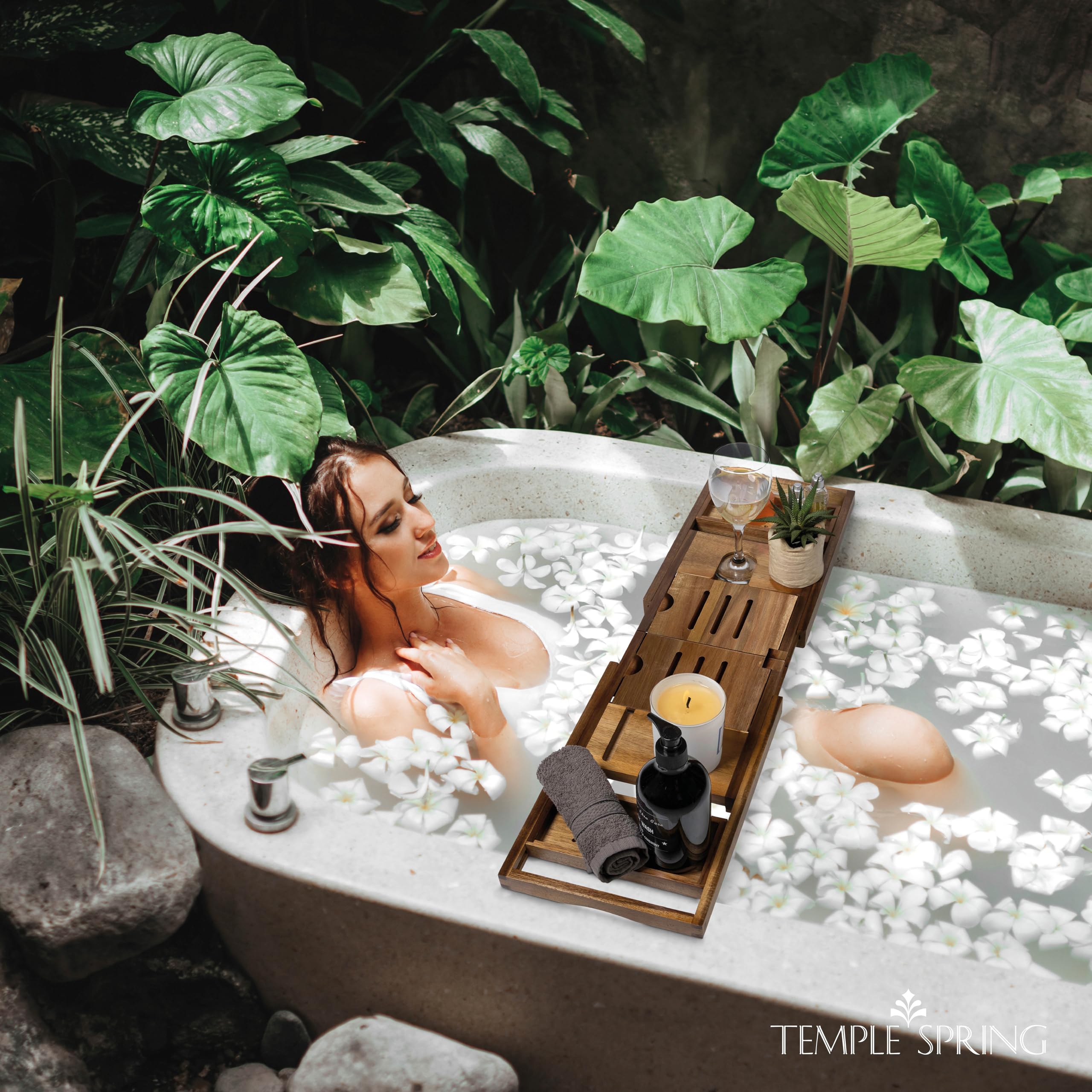 Temple Spring side profile demonstrating stable support across tub rim