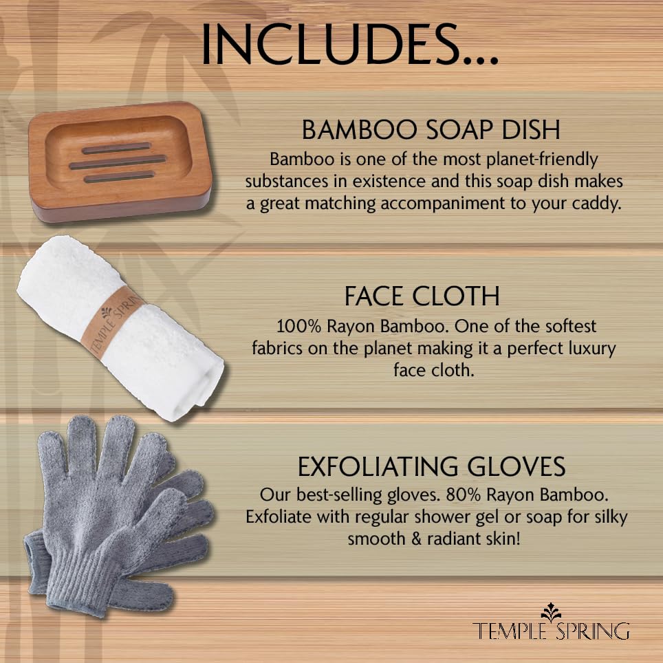 Temple Spring soap dish with face cloth and gloves for a complete spa set