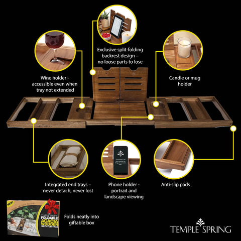 Temple Spring wine and candle slots keeping glass secure and hands-free