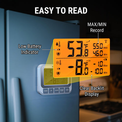 TempPro backlit display at night for easy 24/7 readability