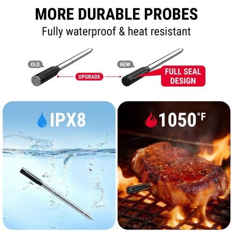 TempPro probe ceramic handle close-up highlighting high-heat durability