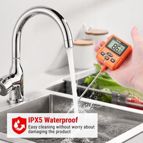 TempPro adjustable display tilted 90 degrees for easy low-light viewing