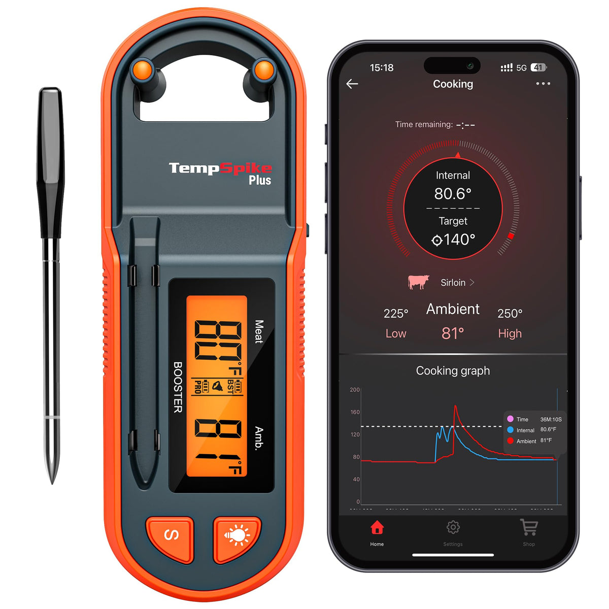 TempPro Booster display facing forward for quick temperature checks