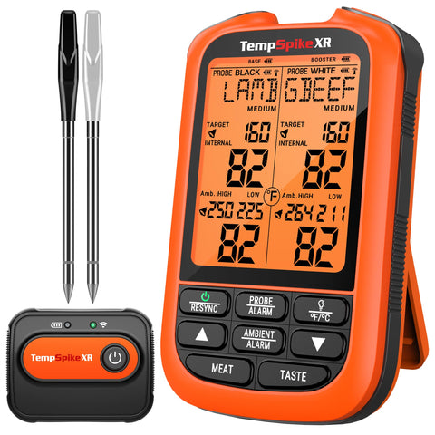 TempPro front display showing dual probe and target temps for quick readings
