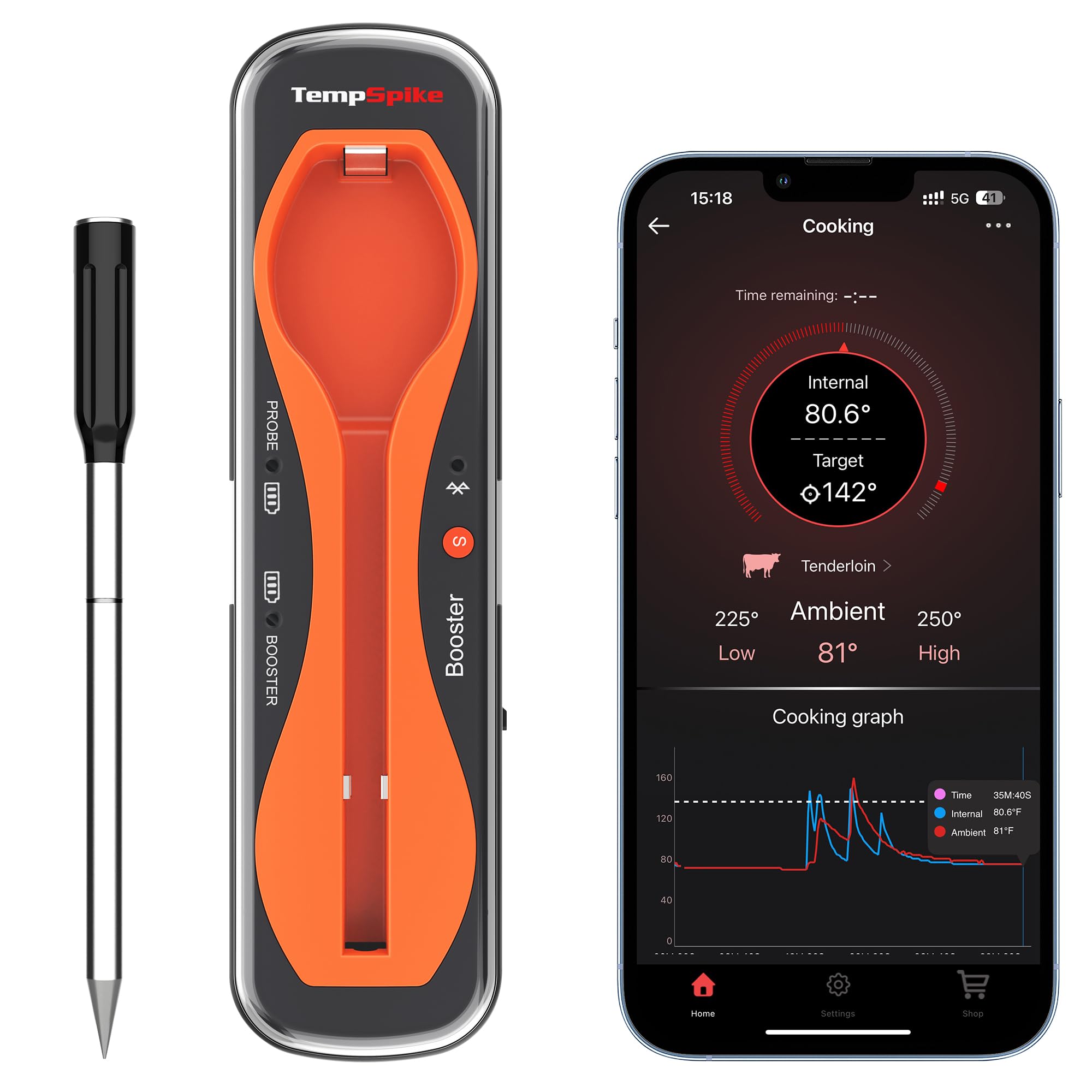 TempPro TempSpike front view showing compact transmitter and probe for easy monitoring