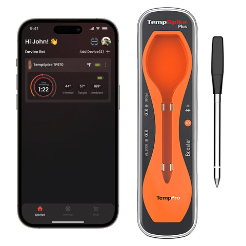 TempPro front view showing device controls and display for convenient readouts