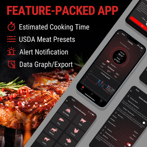 TempPro TempSpike probe inserted in grill showing cordless placement and convenient cooking