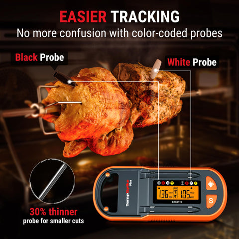 TempPro TempSpike two color-coded probes for easy identification and tracking