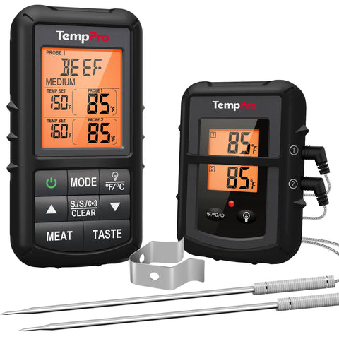 TempPro front display showing dual temps and clear backlight for easy reading