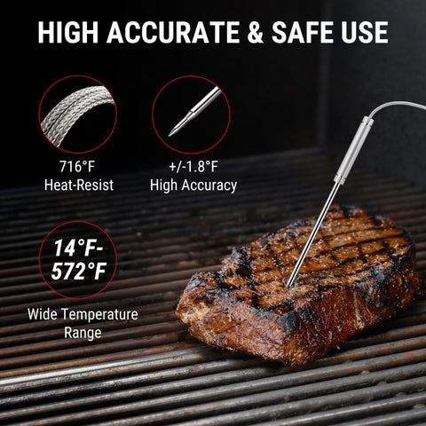 TempPro TempSync in backyard setting beside smoker showing long-range monitoring freedom