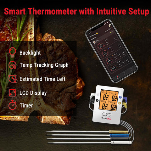 Close-up of TempPro probe tip for accurate meat temperature sensing