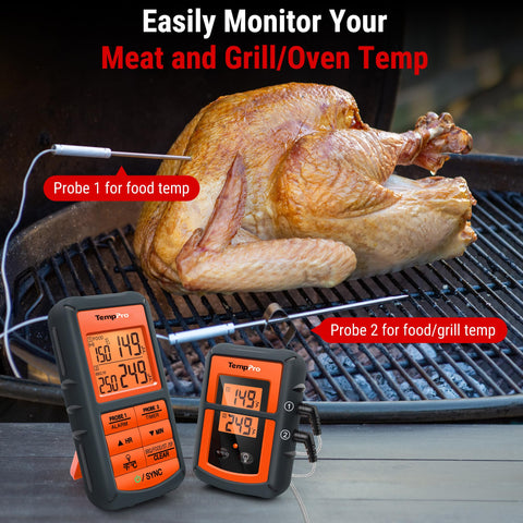 TempPro stainless steel probes close-up showing durable step-down tips