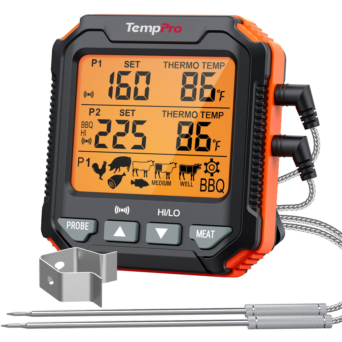 TempPro front display showing temperatures and presets for clear monitoring
