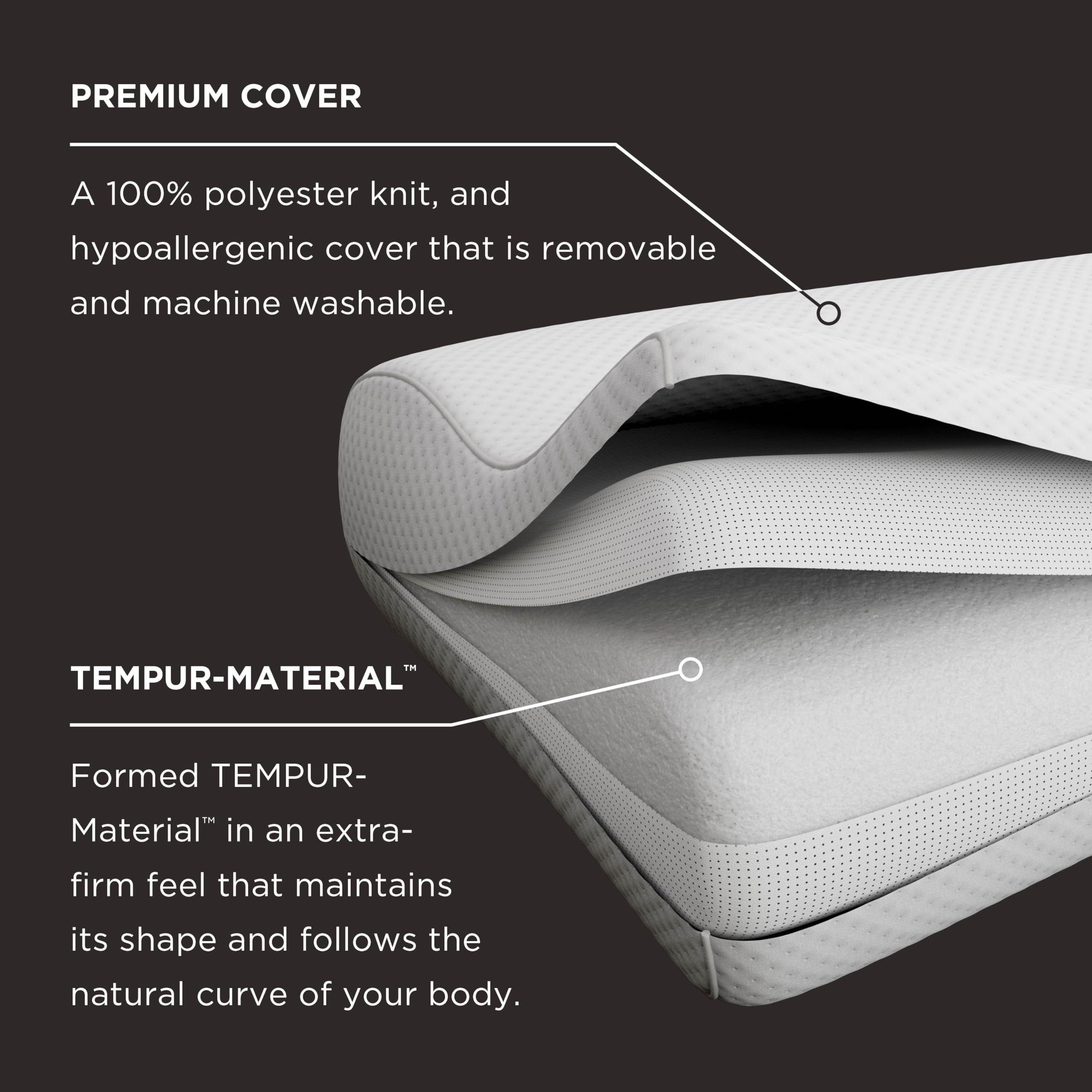 Tempur-Pedic styled on bed with side sleeper showing shoulder fit advantage