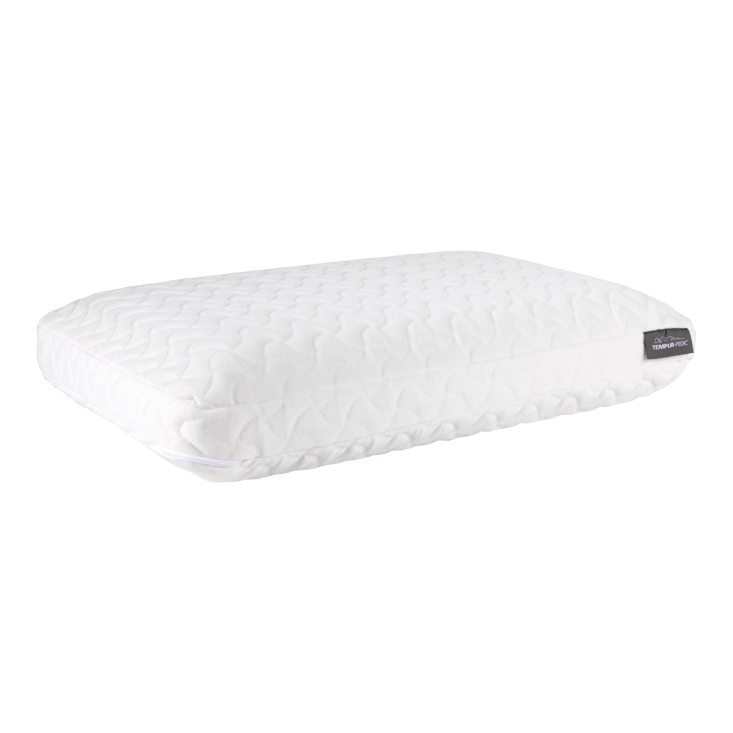 Tempur-Pedic front view of pillow showing shape and clean white cover for reliable comfort