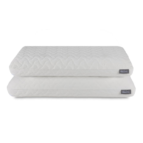 Tempur-Pedic front packaging showing two king pillows and benefits