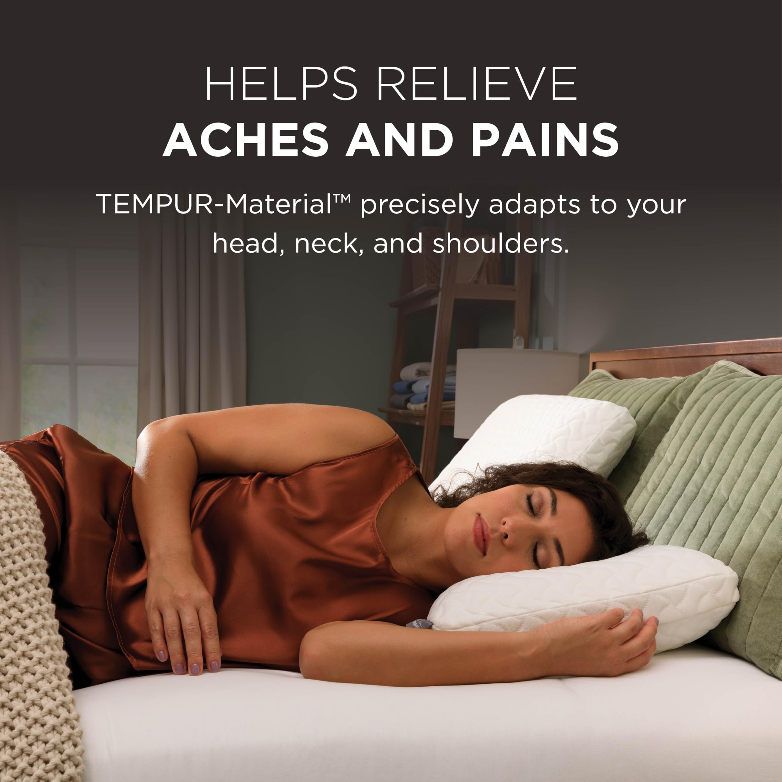 Tempur-Pedic side profile showing low five-inch loft for back and stomach sleepers