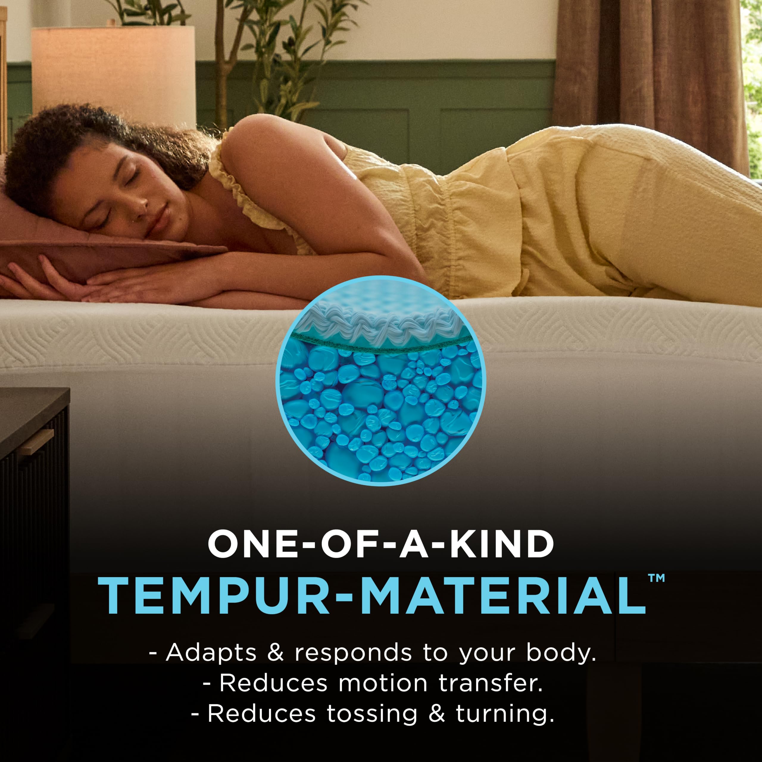 Tempur-Pedic stretch skirt fitted around mattress demonstrating secure fit