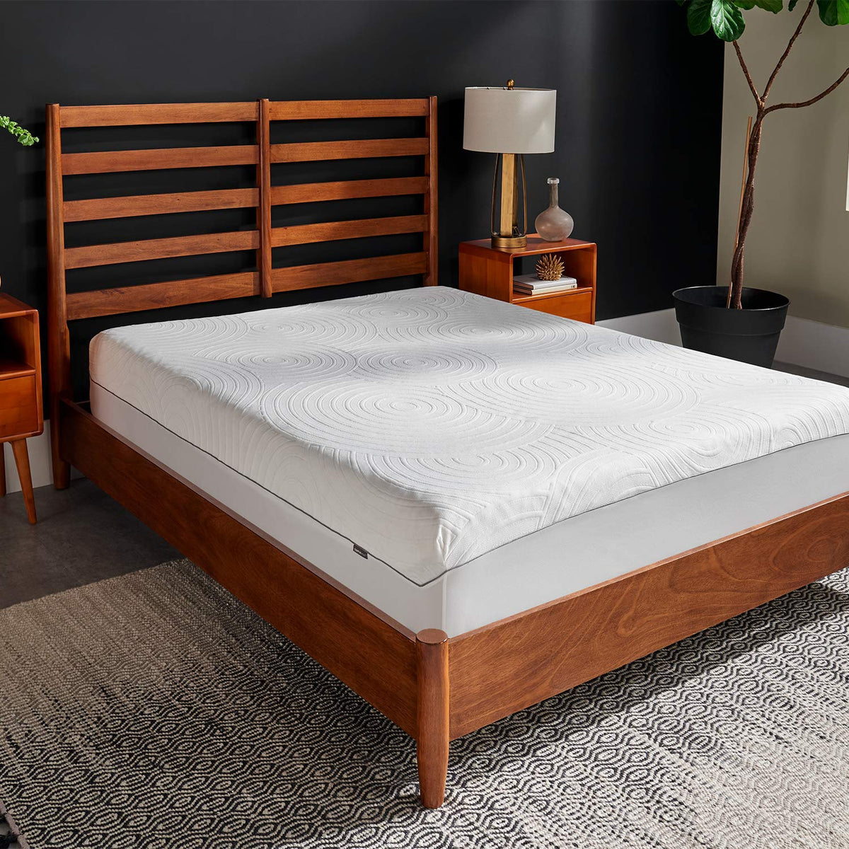 Tempur-Pedic front packaging showing protector and clear fit benefits