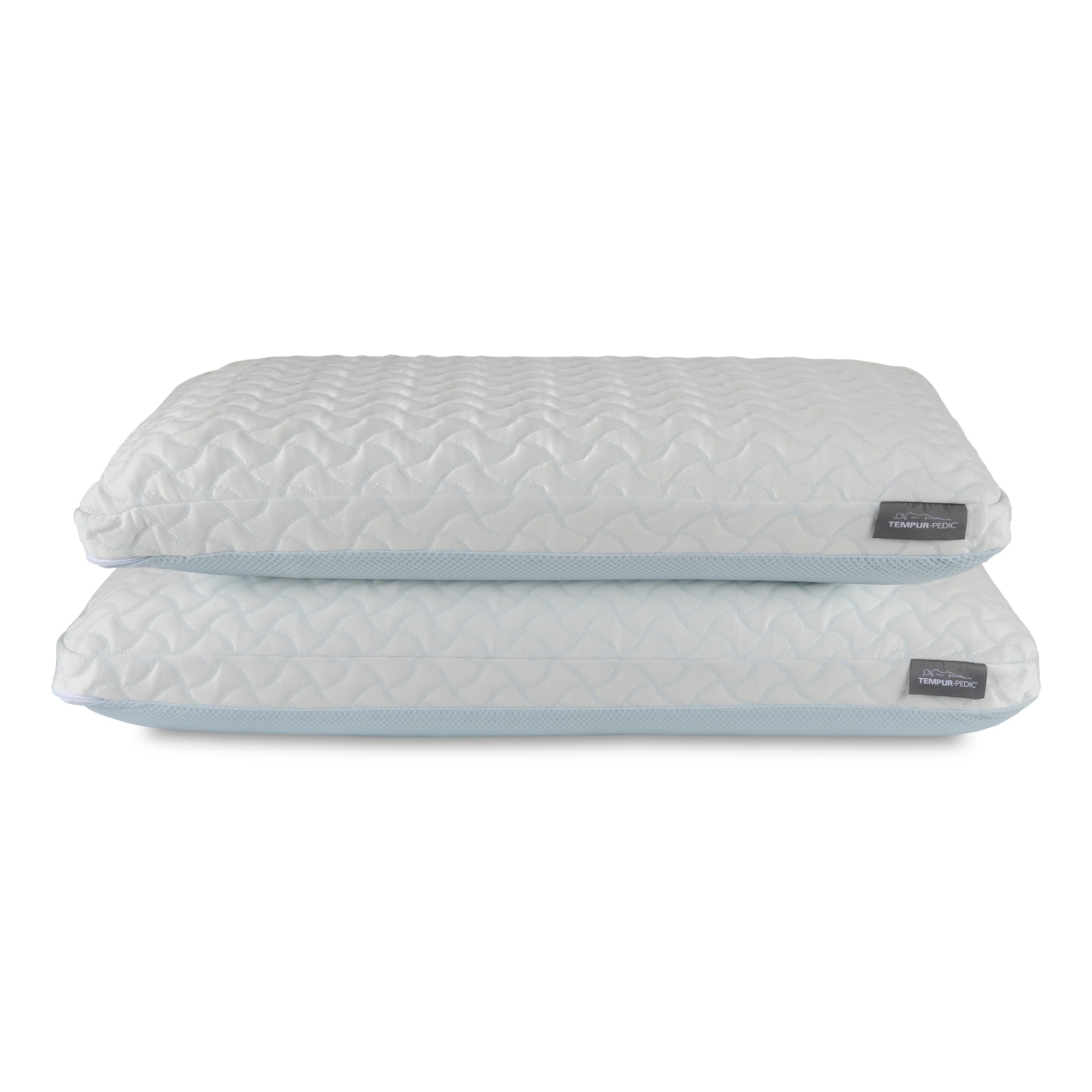 Tempur-Pedic front packaging showing two pillows, clear value and double comfort