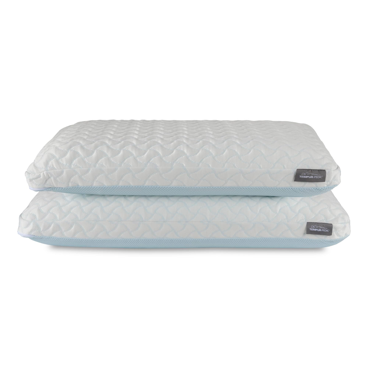 Tempur-Pedic front packaging showing two pillows, clear value and double comfort