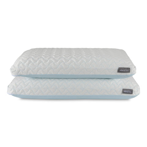 Tempur-Pedic front packaging showing two pillows, clear value and double comfort