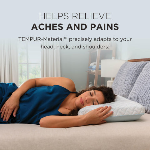 Tempur-Pedic pillows arranged on bed, illustrating sleep-ready comfort for couples