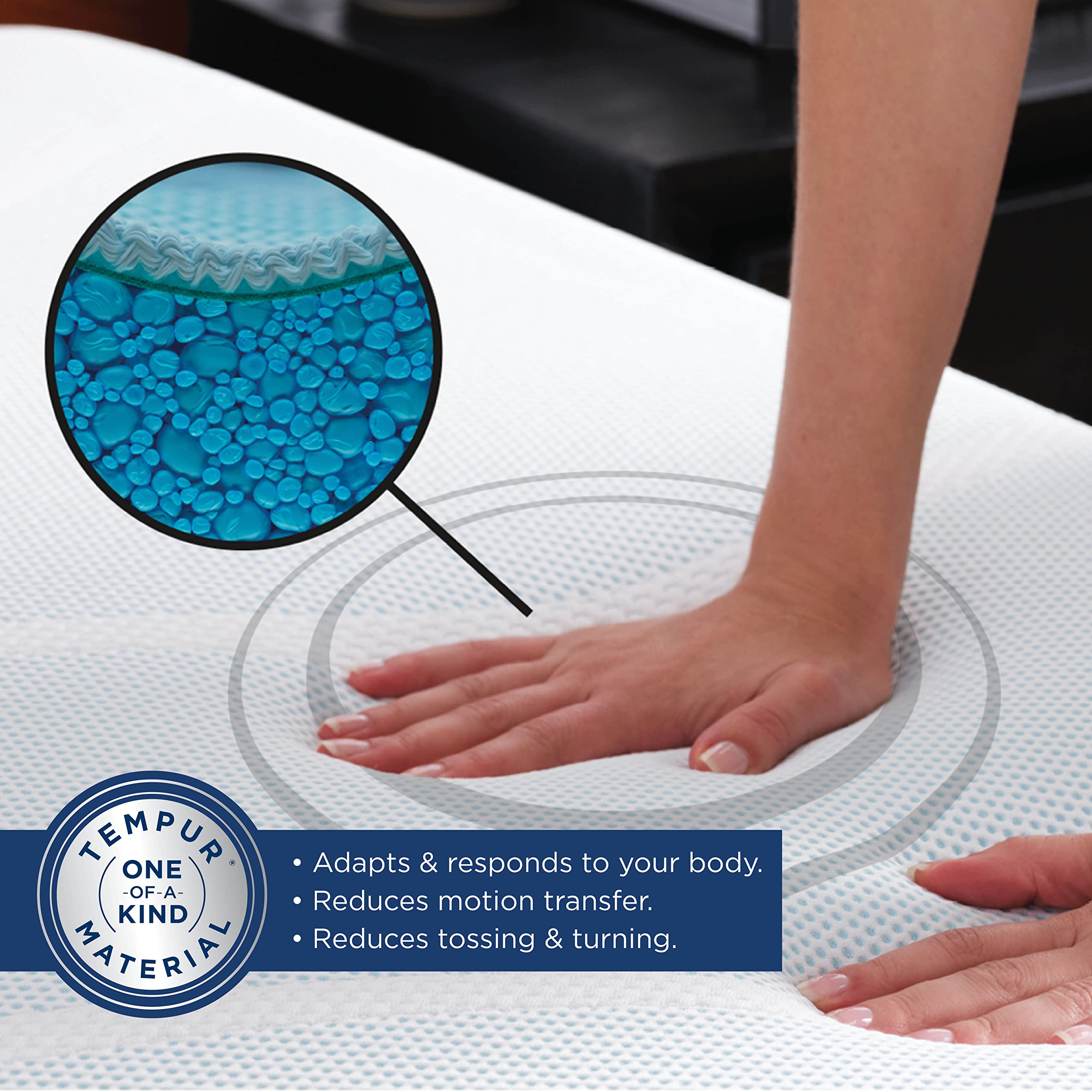 Tempur-Pedic Staytight corner strap securing topper to mattress firmly