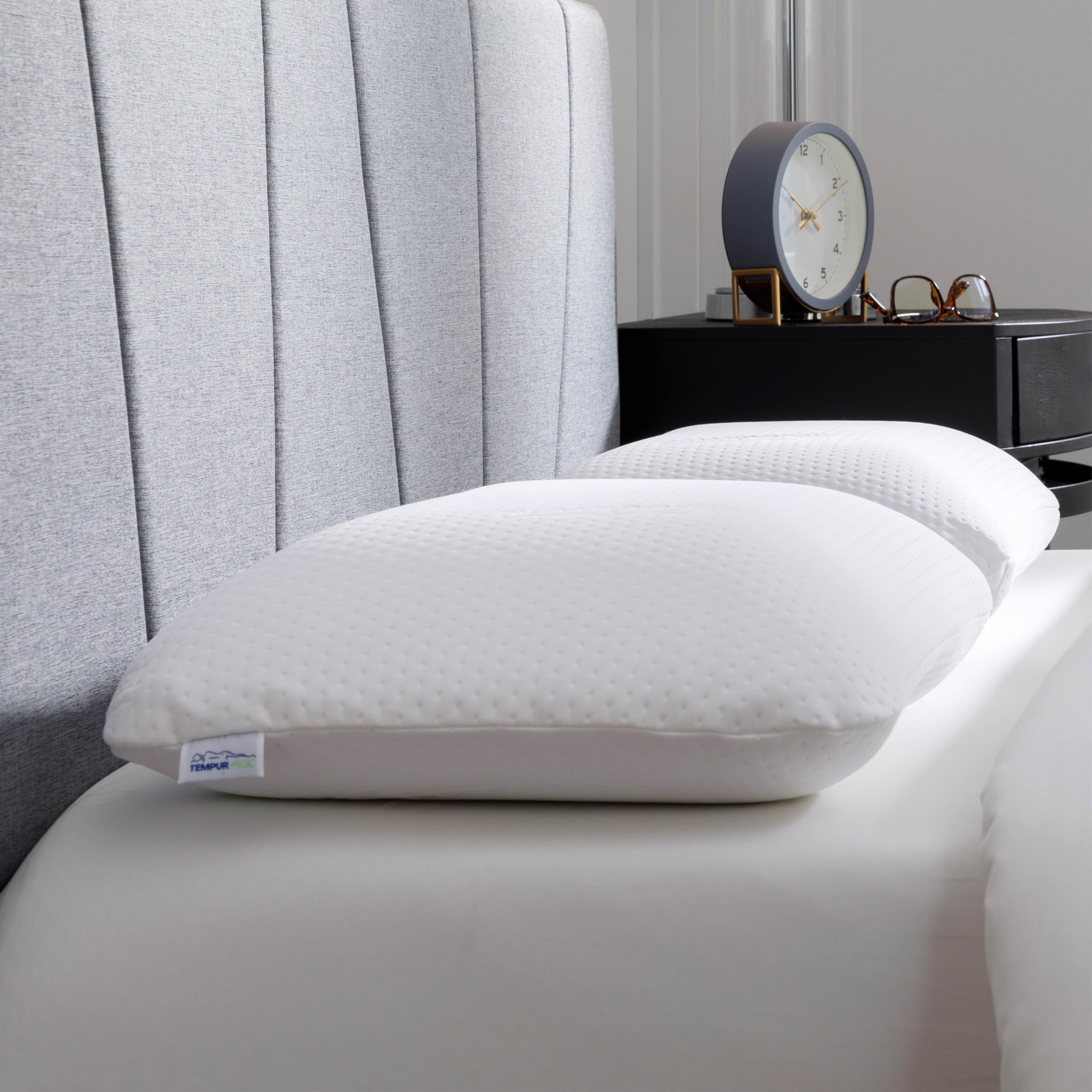 Tempur-Pedic pillow flat side profile highlighting low loft for stomach sleepers