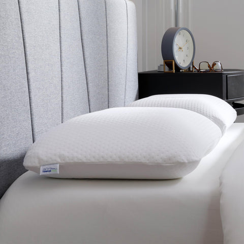 Tempur-Pedic pillow flat side profile highlighting low loft for stomach sleepers
