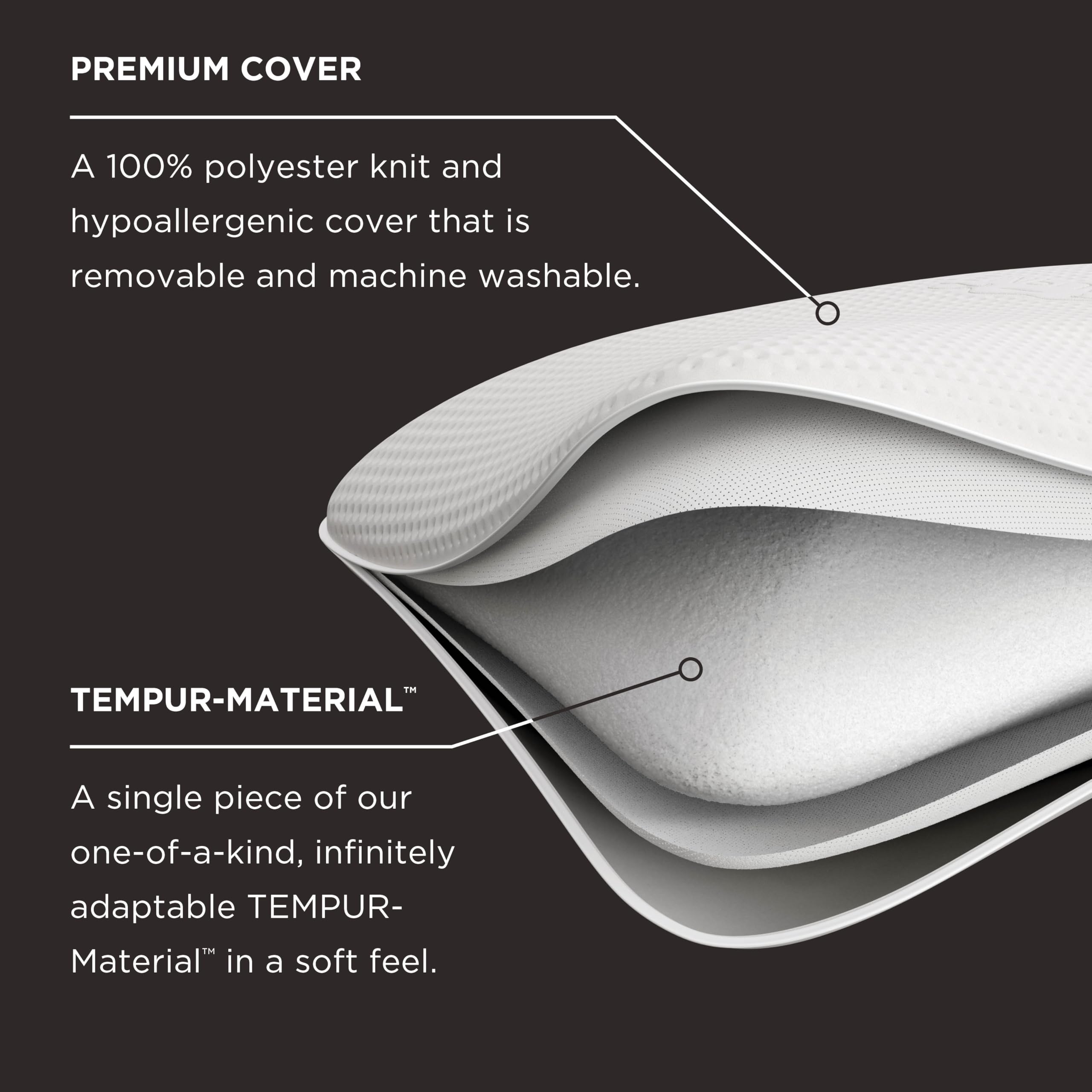 Tempur-Pedic pillow placed on open bed conveying immediate sleep-ready comfort