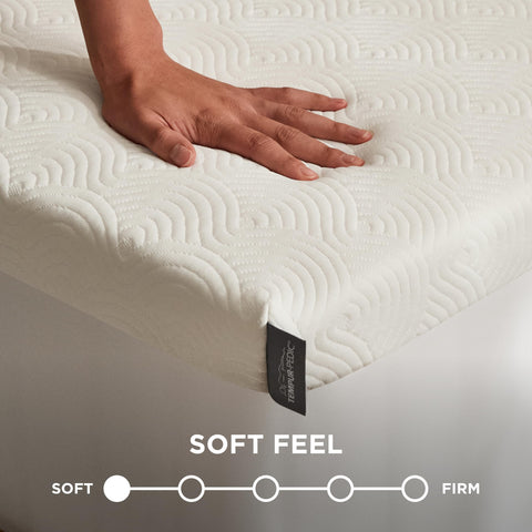 Tempur-Pedic topper in styled bedroom conveying restful atmosphere