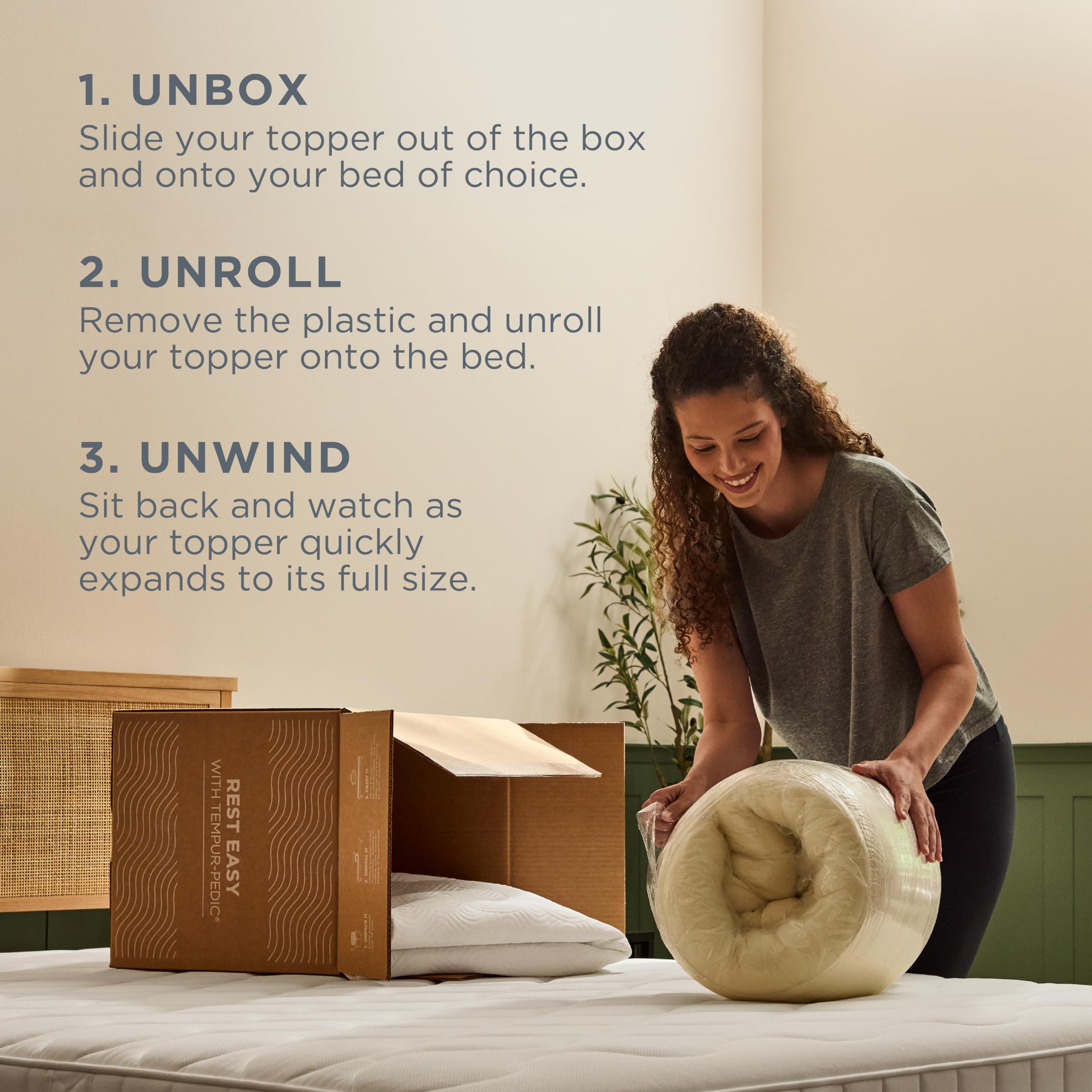 Tempur-Pedic topper next to ruler showing accurate Twin XL sizing