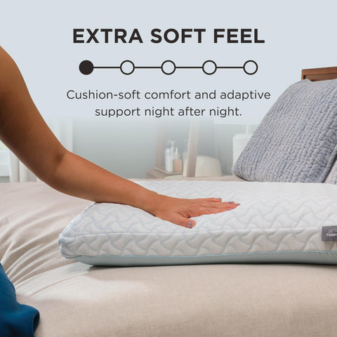 Tempur-Pedic two pillows on mattress, convenient twin set for matching sleepers