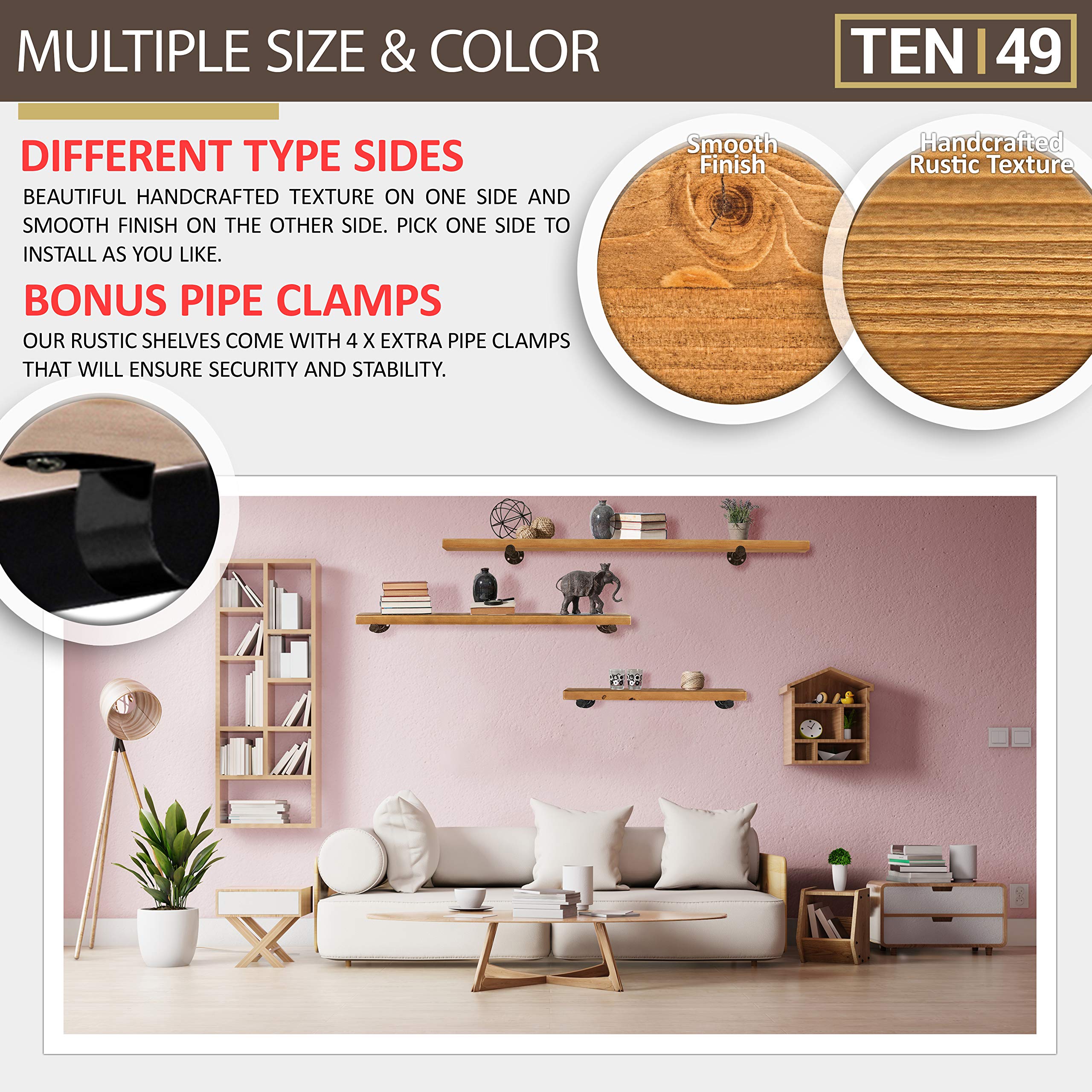 TEN49 styled living room display providing decorative organization benefits