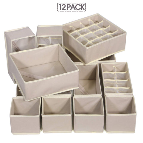 TENABORT beige bins on nursery shelf showing tidy baby clothing and calm décor benefit