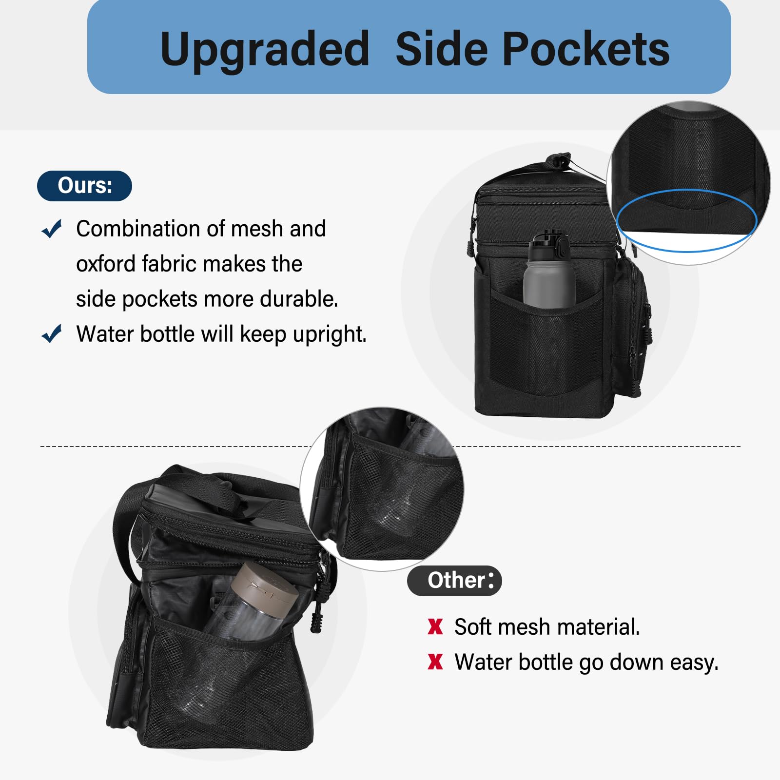 TENKIST bottom compartment with bottles and ice demonstrating cooling power